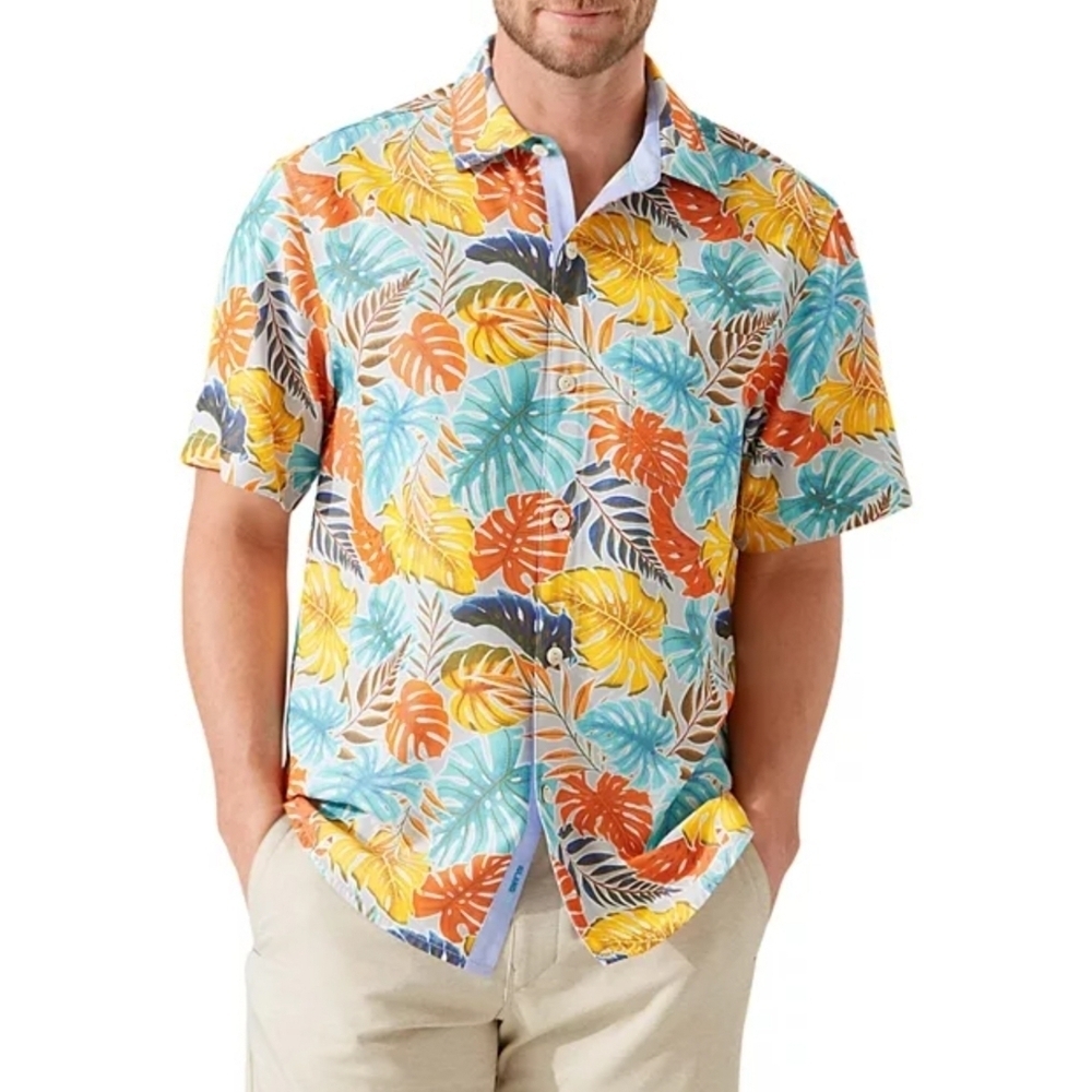 Tommy BahamaCoconut Point Fronds Mosaic‎ Regular Fit IslandZone® Camp Shirt XL